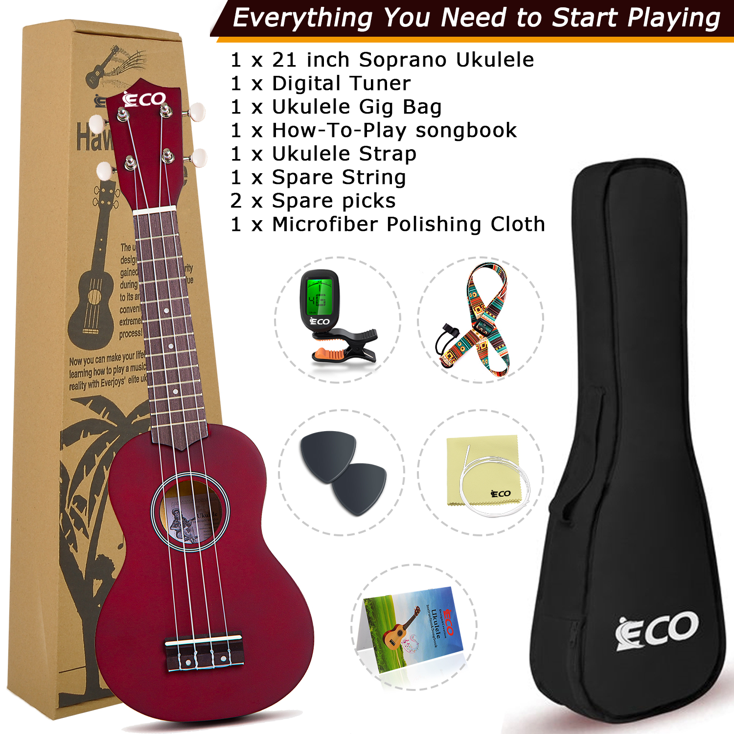 iECO Soprano Ukulele Beginner Kit - 副本