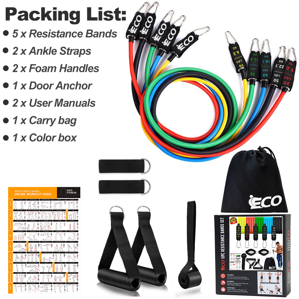 11 Pcs Resistance Bands Set