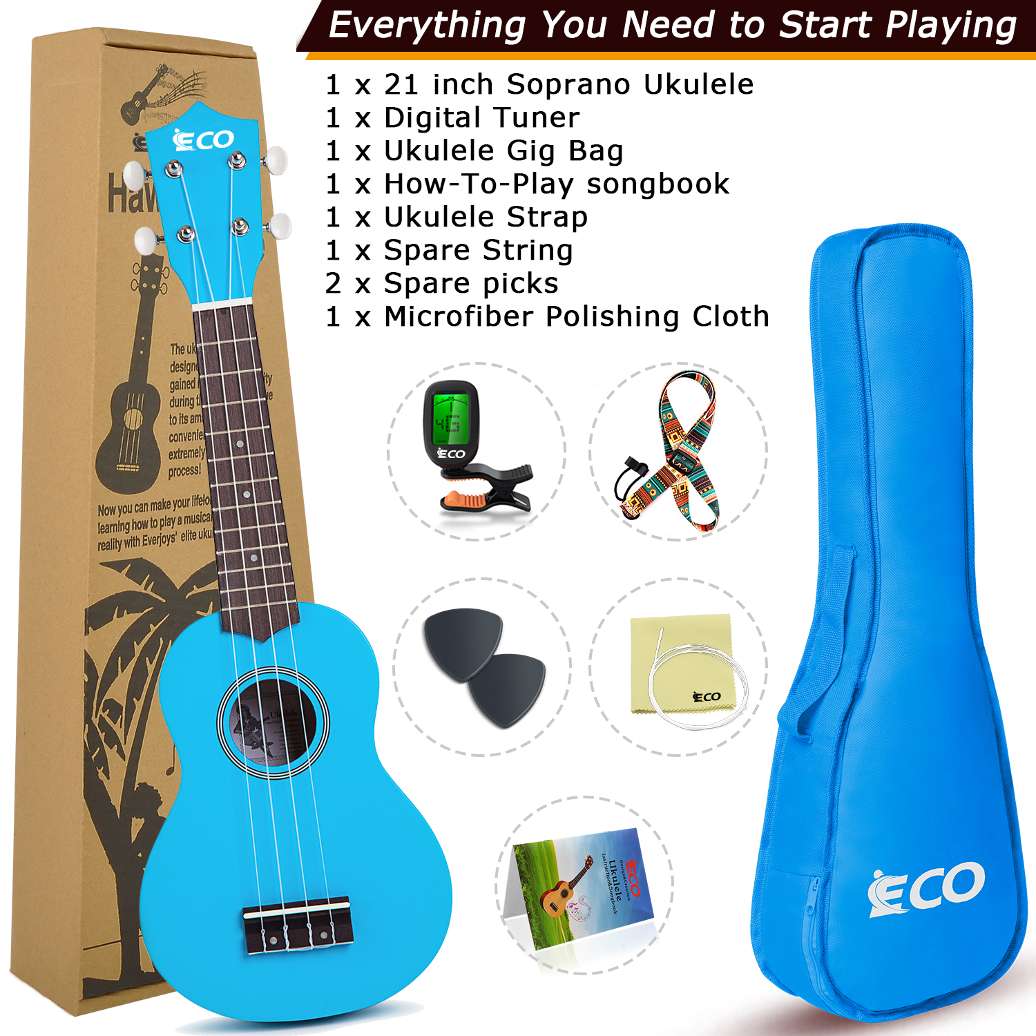 iECO Soprano Ukulele Beginner Kit